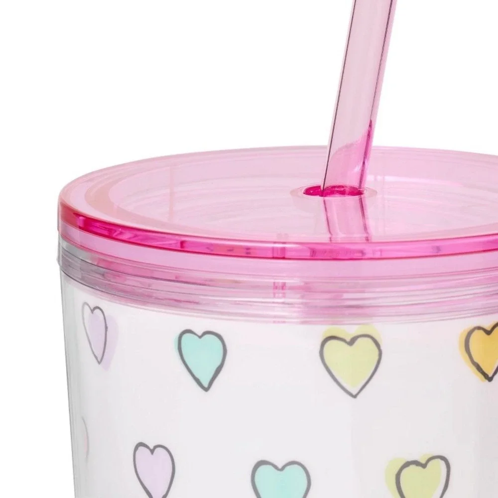Roller Rabbit x Target Disco Hearts Tumbler Tritan‎ Cup Pink Monkey Topper NWT